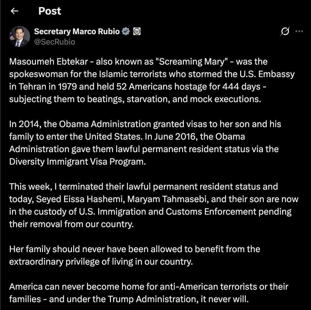 اخراج فرزند و عروس معصومه ابتکار از آمریکا