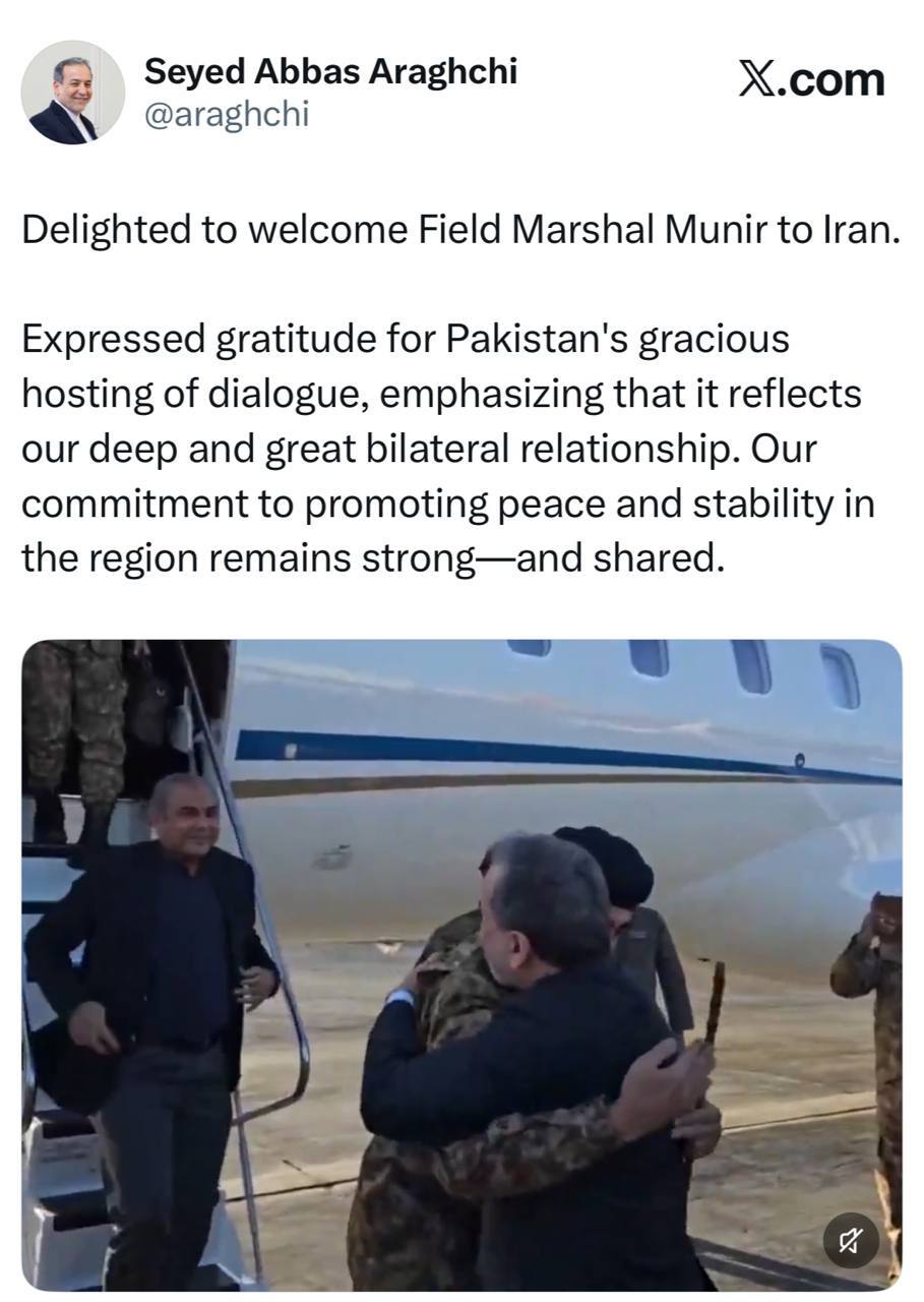 پیام عراقچی پس از دیدار با فیلد مارشال عاصم منیر