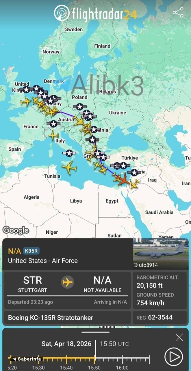 تصویری از ترافیک ورود هواپیماهای سوخت‌رسان به فرودگاه بن گوریون در تل‌آویو