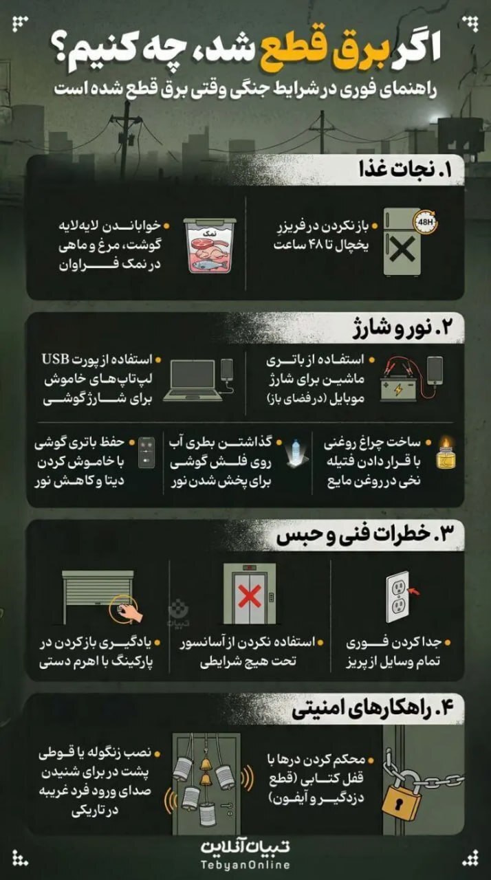 اگر برق قطع شد، چه کنیم؟
