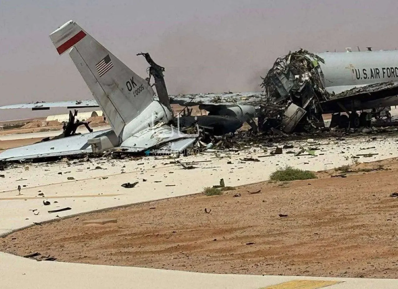 عکس| انهدام هواپیمای آواکس E-3 نیروی هوایی آمریکایی در پایگاه شاهزاده سلطان