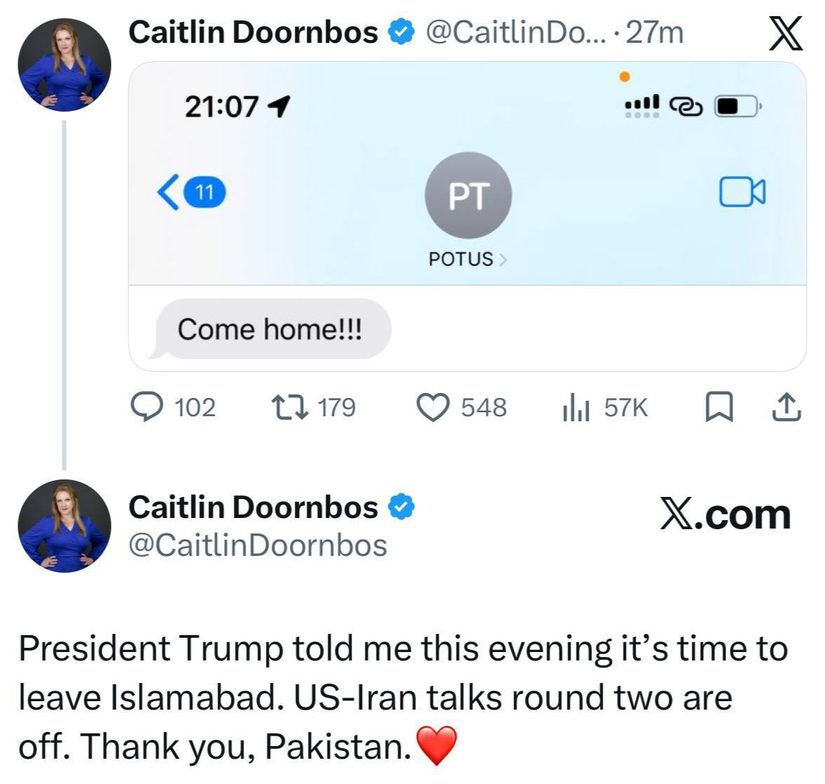 پیام مهم ترامپ به خبرنگار آمریکایی در پاکستان: برگرد خانه 