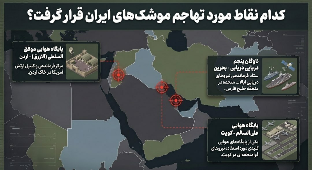 کدام پایگاهها صبح امروز هدف موشکهای ایران قرار گرفت؟ کدام پایگاهها صبح امروز هدف موشکهای ایران قرار گرفت؟