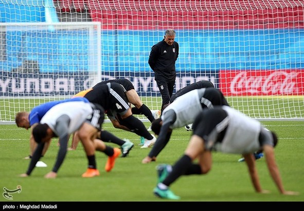 تمرین تیم ملی اسپانیا و ایران پیش از مسابقه