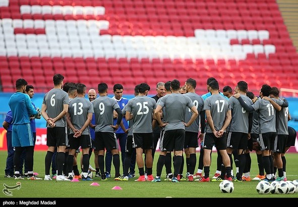 تمرین تیم ملی اسپانیا و ایران پیش از مسابقه
