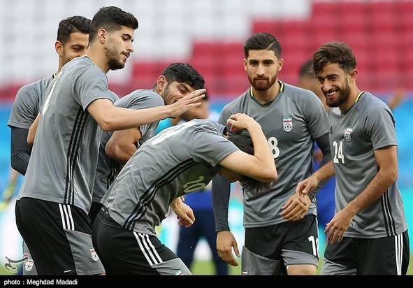 تمرین تیم ملی اسپانیا و ایران پیش از مسابقه