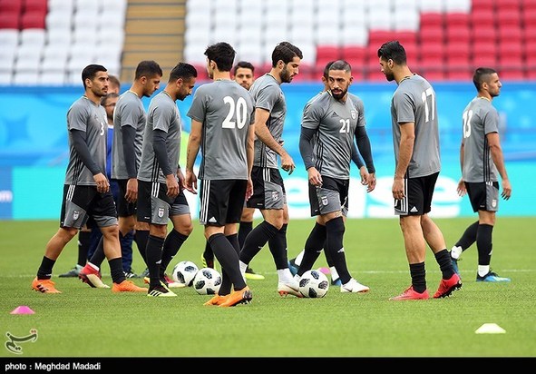 تمرین تیم ملی اسپانیا و ایران پیش از مسابقه