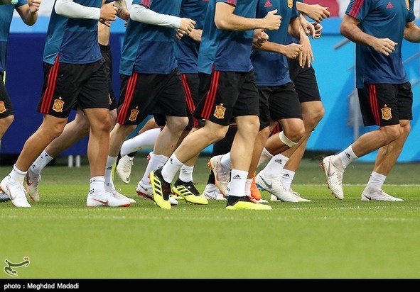 تمرین تیم ملی اسپانیا و ایران پیش از مسابقه