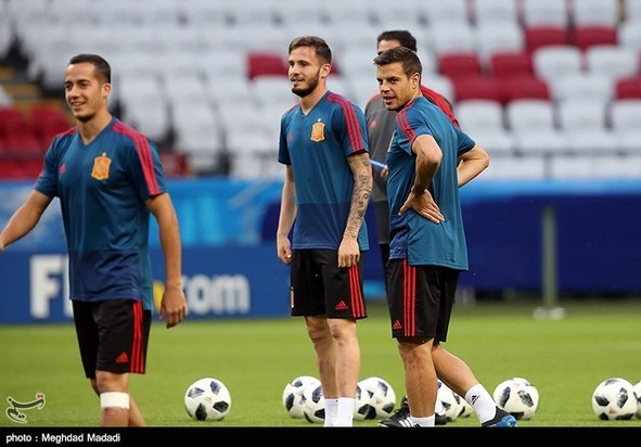 تمرین تیم ملی اسپانیا و ایران پیش از مسابقه
