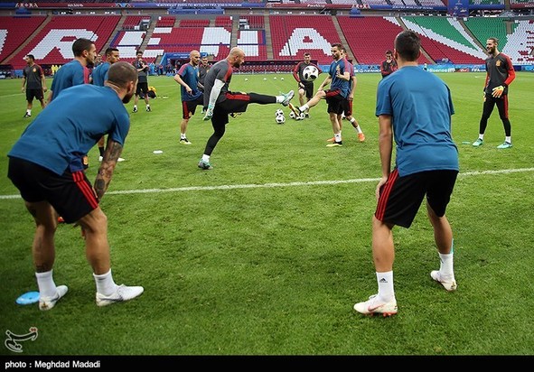 تمرین تیم ملی اسپانیا و ایران پیش از مسابقه