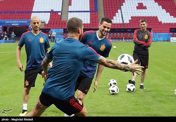 تمرین تیم ملی اسپانیا و ایران پیش از مسابقه
