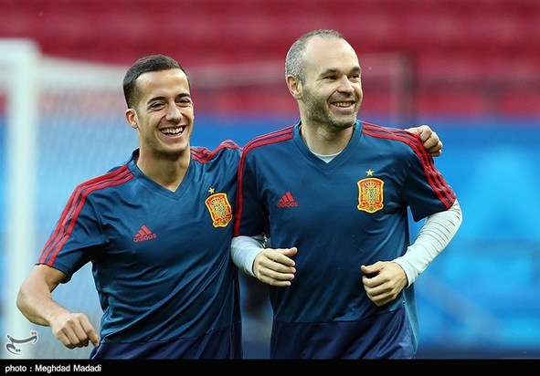 تمرین تیم ملی اسپانیا و ایران پیش از مسابقه