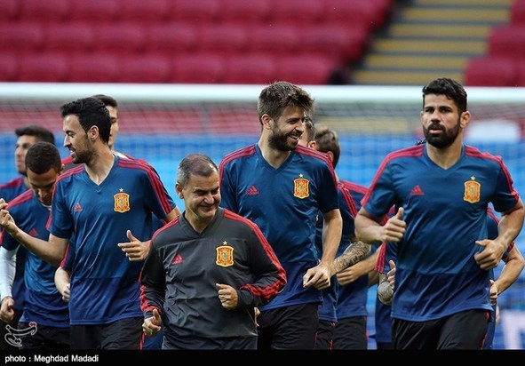 تمرین تیم ملی اسپانیا و ایران پیش از مسابقه