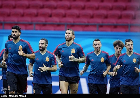 تمرین تیم ملی اسپانیا و ایران پیش از مسابقه