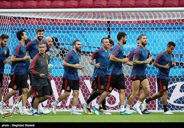 تمرین تیم ملی اسپانیا و ایران پیش از مسابقه