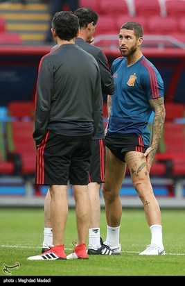 تمرین تیم ملی اسپانیا و ایران پیش از مسابقه