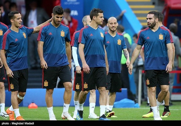 تمرین تیم ملی اسپانیا و ایران پیش از مسابقه