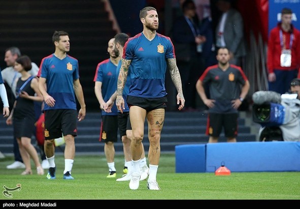 تمرین تیم ملی اسپانیا و ایران پیش از مسابقه