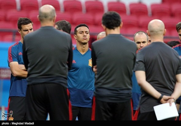 تمرین تیم ملی اسپانیا و ایران پیش از مسابقه