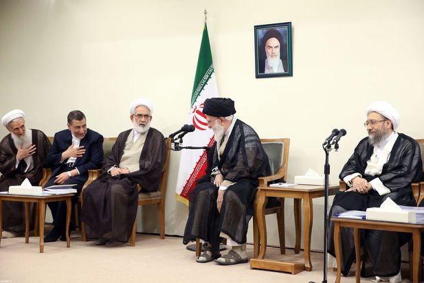 دیدار مقام معظم رهبری با رئیس و مسئولان قوه قضائیه