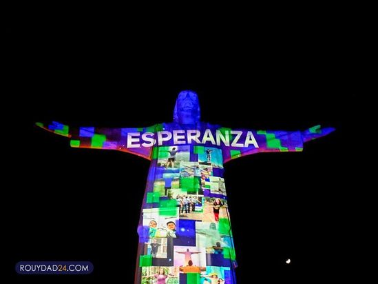 تصاویری از کادر درمان بر مجسمه مسیح