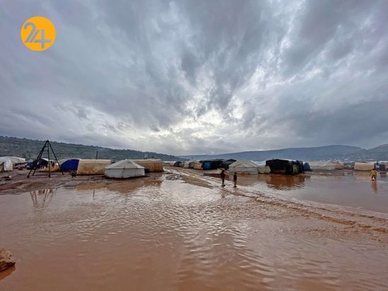 سیل در کمپ آوارگان سوری در ادلب