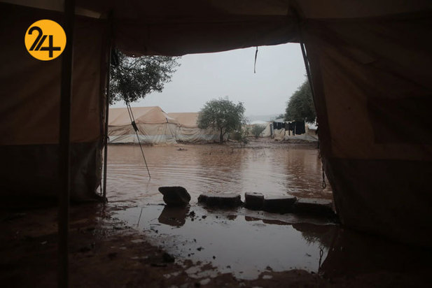 سیل در کمپ آوارگان سوری در ادلب