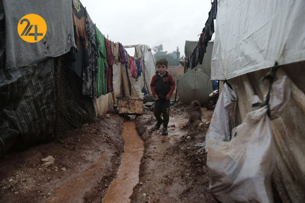 سیل در کمپ آوارگان سوری در ادلب