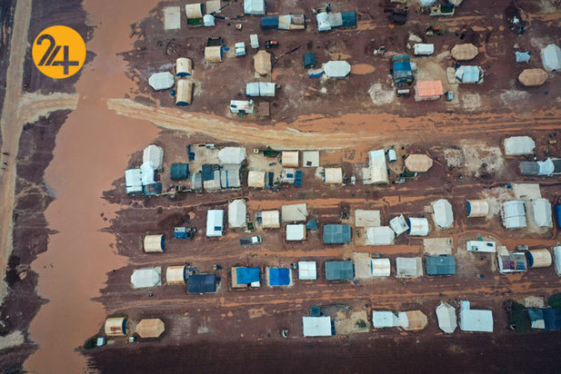 سیل در کمپ آوارگان سوری در ادلب