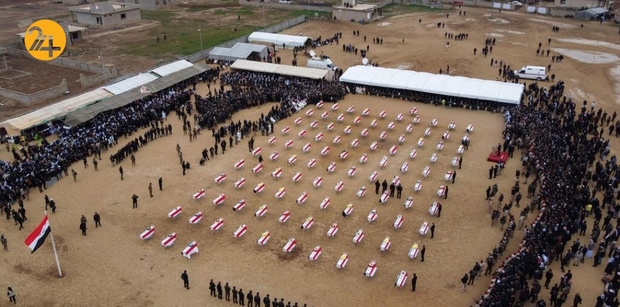 تشییع جنازه 104 ایزدی که توسط داعش کشته شدند