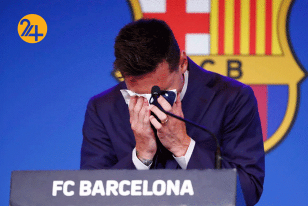 مسی در روز وداع با بارسلونا