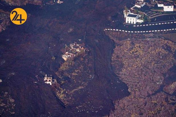 تصاویر هوایی از خسارات آتشفشان لاپالما