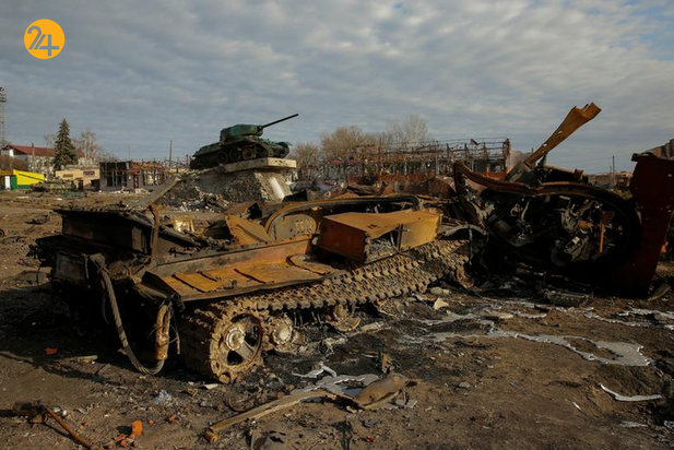 تانک های سوخته روسیه در خاک اوکراین