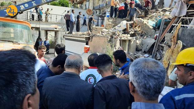 ریزش ساختمان ۴ طبقه در کرمانشاه