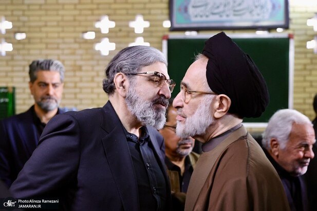 خاتمی، جنتی و مهدی هاشمی در مراسم ترحیم شهید «کمال خرازی»