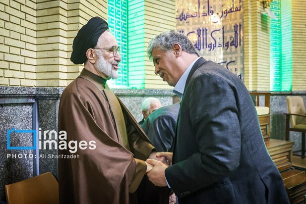 خاتمی، جنتی و مهدی هاشمی در مراسم ترحیم شهید «کمال خرازی»