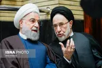 عکس| گفت‌وگوی داغ حسن روحانی و سید محمد خاتمی در مراسم ختم مادر محمد شریعتمداری