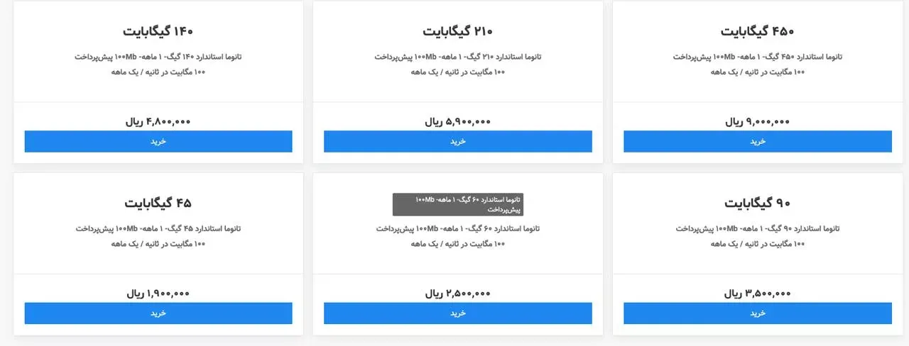 تعرفه اینترنت تعرفه اینترنت