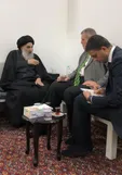 ملاقات فرستاده سازمان ملل با آیت‌الله سیستانی در نجف+عکس