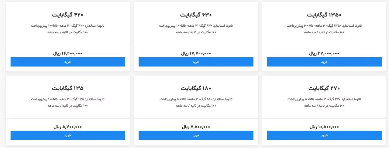 تعرفه اینترنت تعرفه اینترنت