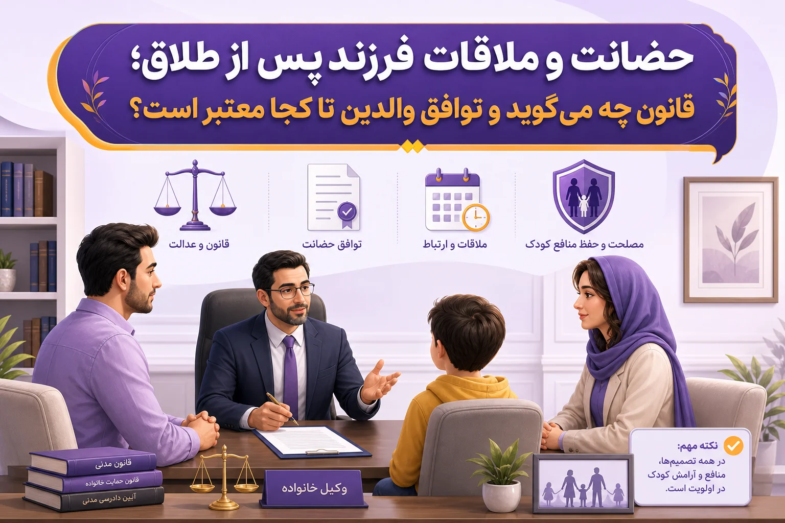 حضانت و ملاقات فرزند پس از طلاق؛ قانون چه میگوید و توافق والدین تا کجا معتبر است؟ حضانت و ملاقات فرزند پس از طلاق؛ قانون چه میگوید و توافق والدین تا کجا معتبر است؟